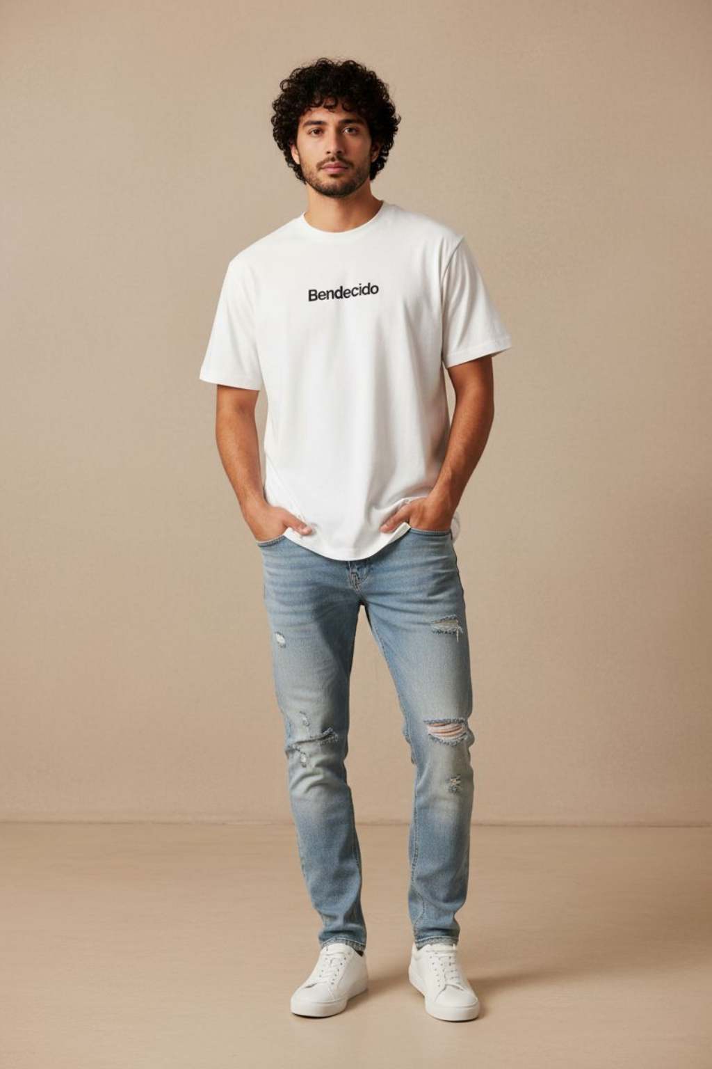 Embroidered Bendecido Tee | Ivory