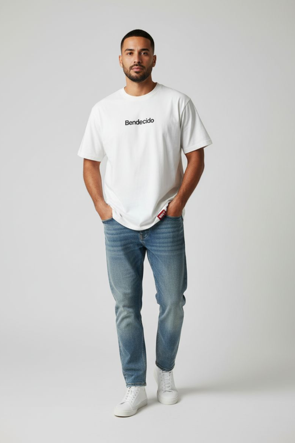 Embroidered Bendecido Tee | Ivory